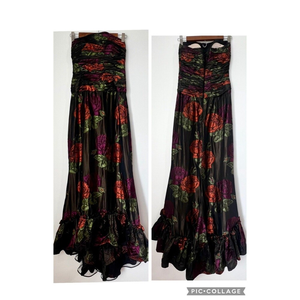 Rickie Freeman Teri Jon Nites Vintage Silk Blend Formal Dress Gown Floral Sz 6